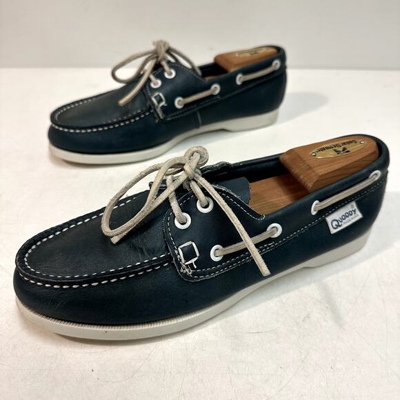 EXCELLENT Quoddy Women's Canoe Boat Shoe Moccasin Blue Green Made in Maine USA 9 - Picture 5 of 12